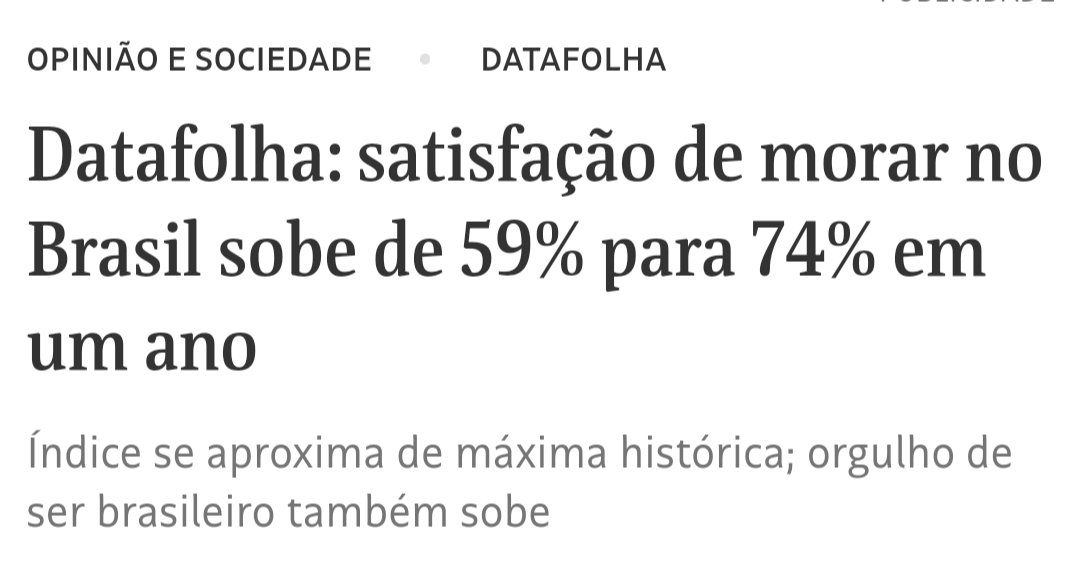 esse é o resultado mais importante do datafolha. por que ficou escondido?
para não precisar responder o que houve de importante no último ano que a satisfação de morar no brasil cresceu?