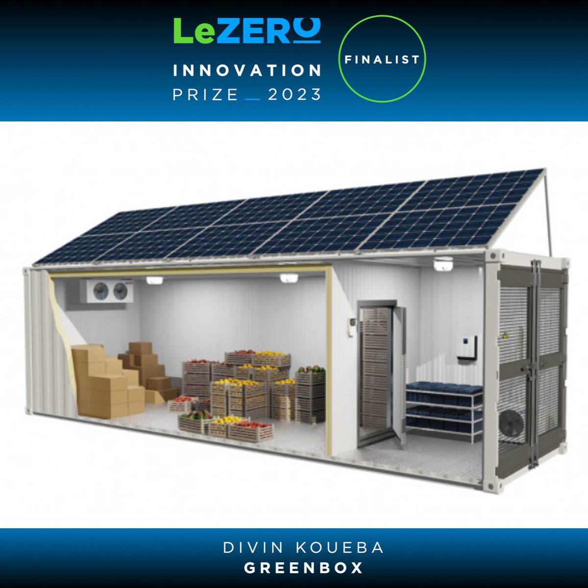 GEWUK's tweet photo. Startup GreenBox led by Divin Koueba tackles African farmer’s crop loss with solar powered cold storage. Nominated finalist for LeZero Innovation Prize global awards 9 December at @birminghamdubai 

https://t.co/fI9LZzrRrx

#Cop28 #innovation #entrepreneur #startup #genuk https://t.co/amZn2Qa4Xr