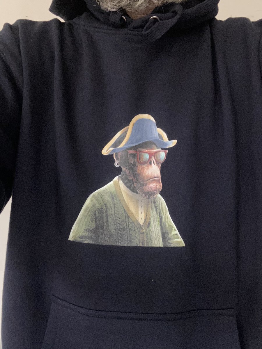 I want to give a huge shout out and thank you to @BadFinAdvice and <a href="/NFTouchable/">NFTouchable</a>!!  I won a hoodie for watching BFA’s YouTube stream and got my <a href="/the_ape_society/">The Ape Society</a> Colton Best on it. Absolutely love it and can’t wait for some opportunities to talk about it with normies 🥰