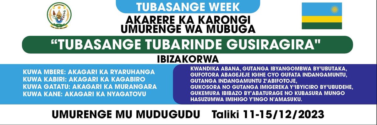 Abatuye mu Karere ka Karongi mu Murenge wa Mubuga bagiye kwegerwa n'ubuyobozi bw'Umurenge mu tugari batuyemo bahabwe serivisi bajyaga gusaba ku Murenge. Ni gahunda yiswe #TubasangeWeek
