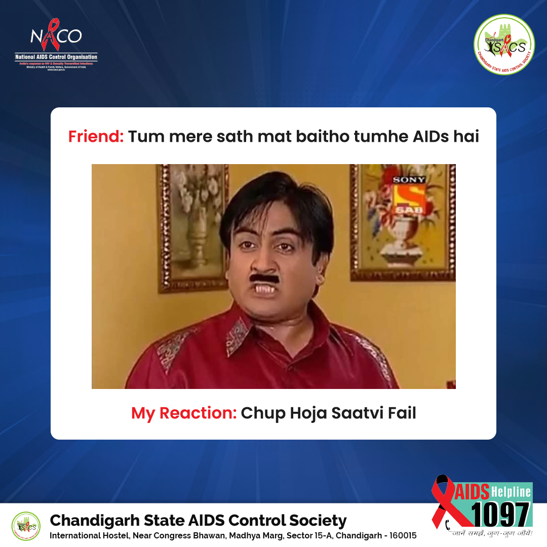 SACSChandigarh's tweet photo. HIV doesn't pass through sitting together. Break the stigma, stand and support one another.

#CSACS #KnowFacts #HaveCorrectInformation #StayUpdated #FightAIDS #StopHIV   

@MoHFW_INDIA https://t.co/xBSj9V1g9Y