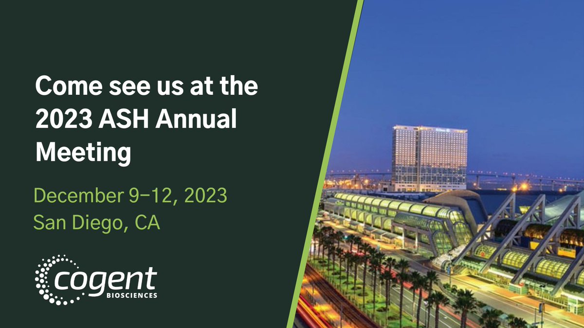 The Cogent team is headed to San Diego for #ASH23. Come see us at Booth #2704 to learn more about our programs and our commitment to improving the lives of people living with #AdvSM #nonAdvSM #raredisease.