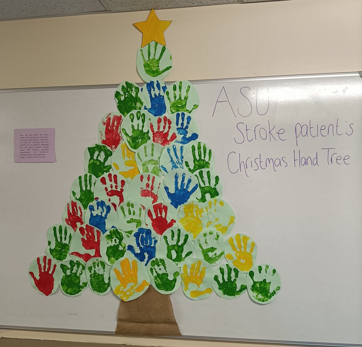 AcuteUhp's tweet photo. Our amazing patients have been very busy working those upper limbs to make this fabulous Christmas tree on the ward! Hands up if you're a stroke survivor! 🙌🏻 Doesn't it look wonderful! https://t.co/NNuvW6CsZ5