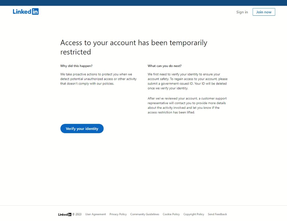 My linkedin account has been restriced without any reason.
How can I recover it?
I'm not able to submit my passport on the linkedin.