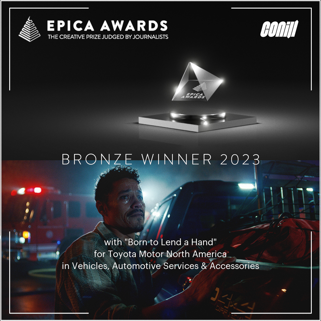 Conill (@conill) on Twitter photo When the judges are specialized journalists, winning becomes more epic. "Born to Lend a Hand" for Toyota has been named a bronze winner at the <a href="/EpicaAwards/">Epica Awards</a>. Congratulations to the entire team! #DifferentRules When the judges are specialized journalists, winning becomes more epic. "Born to Lend a Hand" for Toyota has been named a bronze winner at the <a href="/EpicaAwards/">Epica Awards</a>. Congratulations to the entire team! #DifferentRules