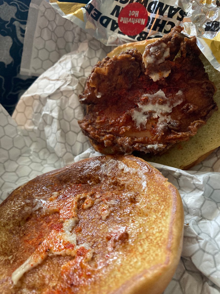 SeventhZombie's tweet photo. When you gamble on a @Hardees Nashville chix sandwich and it’s a disgusting overcooked mess. Got us this time! https://t.co/ErX2wKIywt
