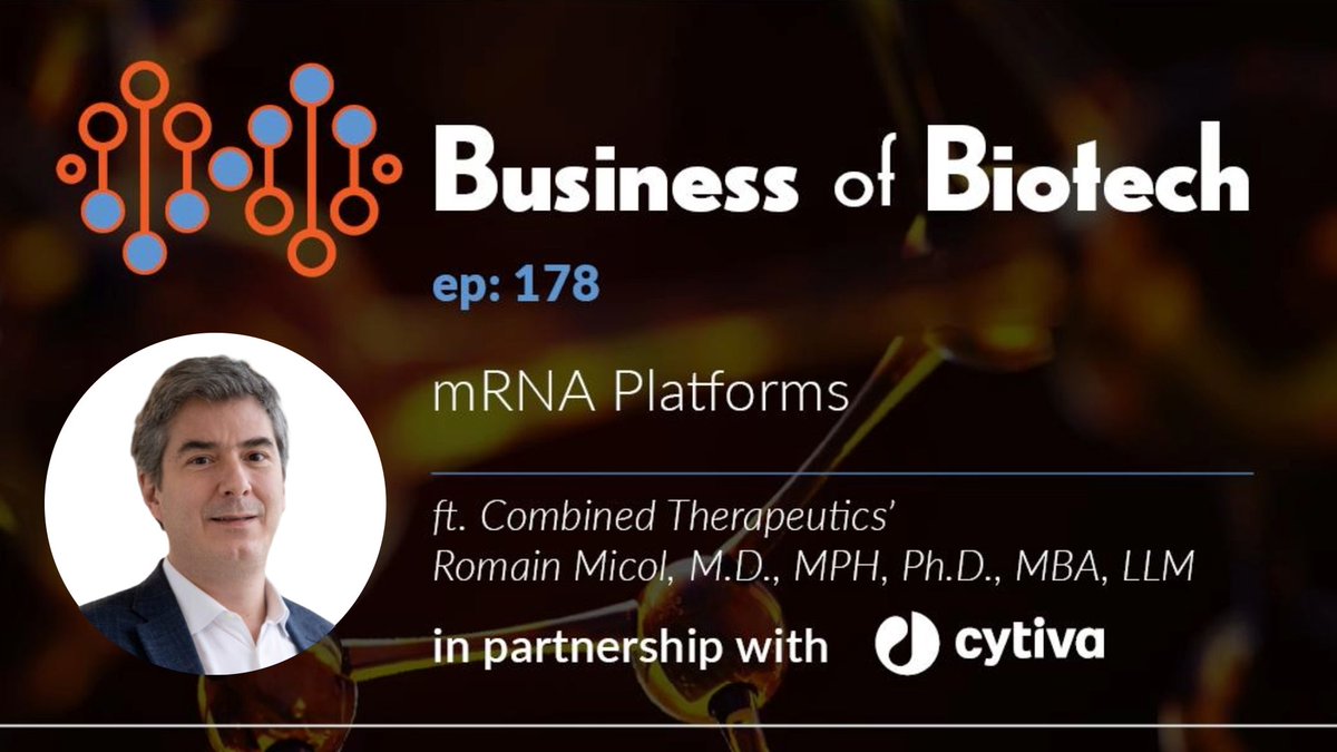 Combined Therapeutics (@combined_tx) on Twitter photo On Business of Biotech, <a href="/Combined_Tx/">Combined Therapeutics</a> President and CEO Dr. Romain Micol speaks with host Matt Pillar about the Company’s unique approach to mRNA vaccines in a post-COVID RNA vaccine era.
To listen to the episode, go to: bioprocessonline.com/solution/the-b…
#mRNA On Business of Biotech, <a href="/Combined_Tx/">Combined Therapeutics</a> President and CEO Dr. Romain Micol speaks with host Matt Pillar about the Company’s unique approach to mRNA vaccines in a post-COVID RNA vaccine era.
To listen to the episode, go to: bioprocessonline.com/solution/the-b…
#mRNA