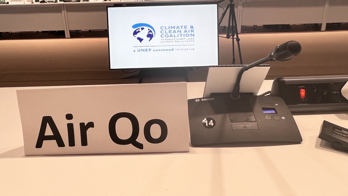 iBaino's tweet photo. AirQo is honoured to be admitted to the Climate and Clean Air Coalition (#CCAC) as a Non-State Partner. Today we joined the Climate and Clean Air Ministerial meeting at #COP28 and delivered a statement on technology-driven clean air solutions @AirQoProject #Together4CleanerAir https://t.co/yLgvetcZjc