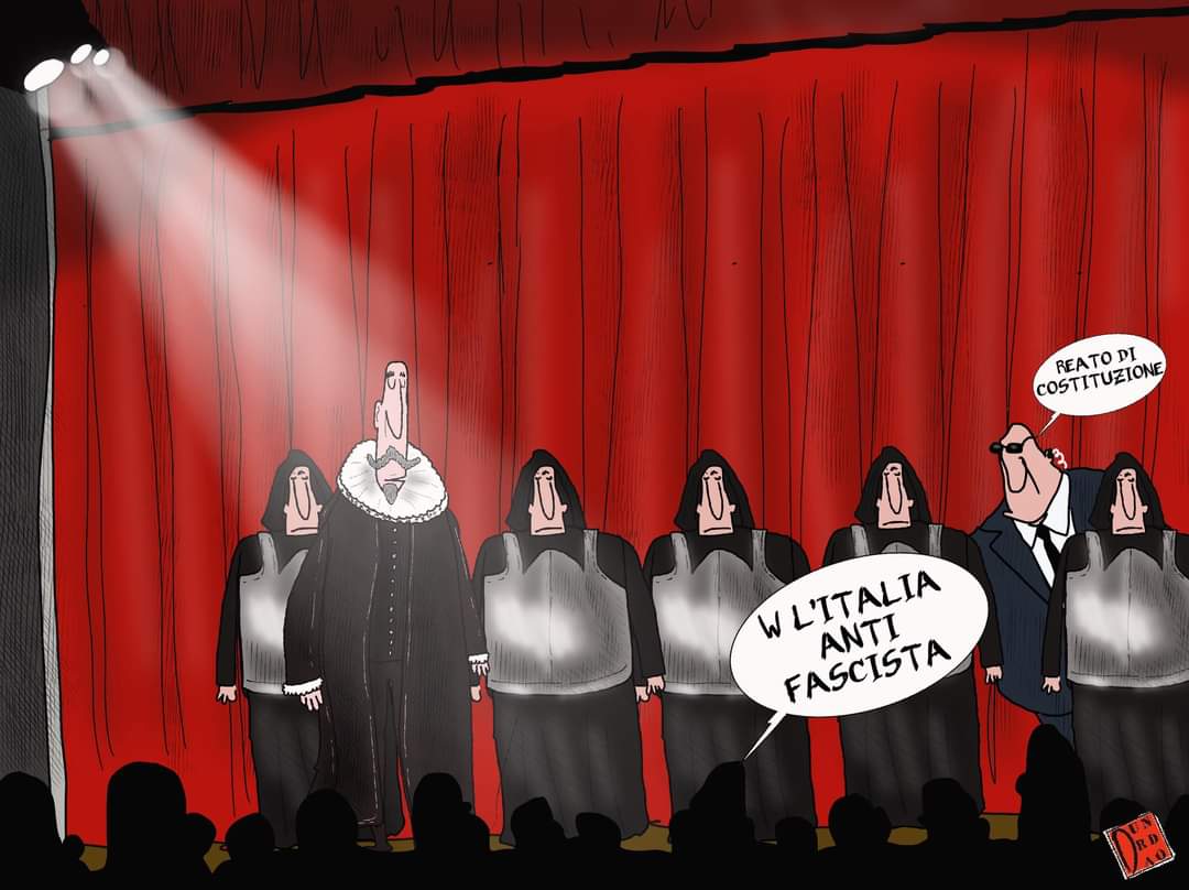 's tweet image. L'urlo ha provocato l'immediata reazione della #Digos

4 agenti hanno identificato l'autore del grido, il loggionista #Vizzardelli, il quale ha notato ironicamente che gli agenti avrebbero dovuto fermarlo se, al contrario, avesse detto viva l'Italia fascista

Così @ChristiDurando