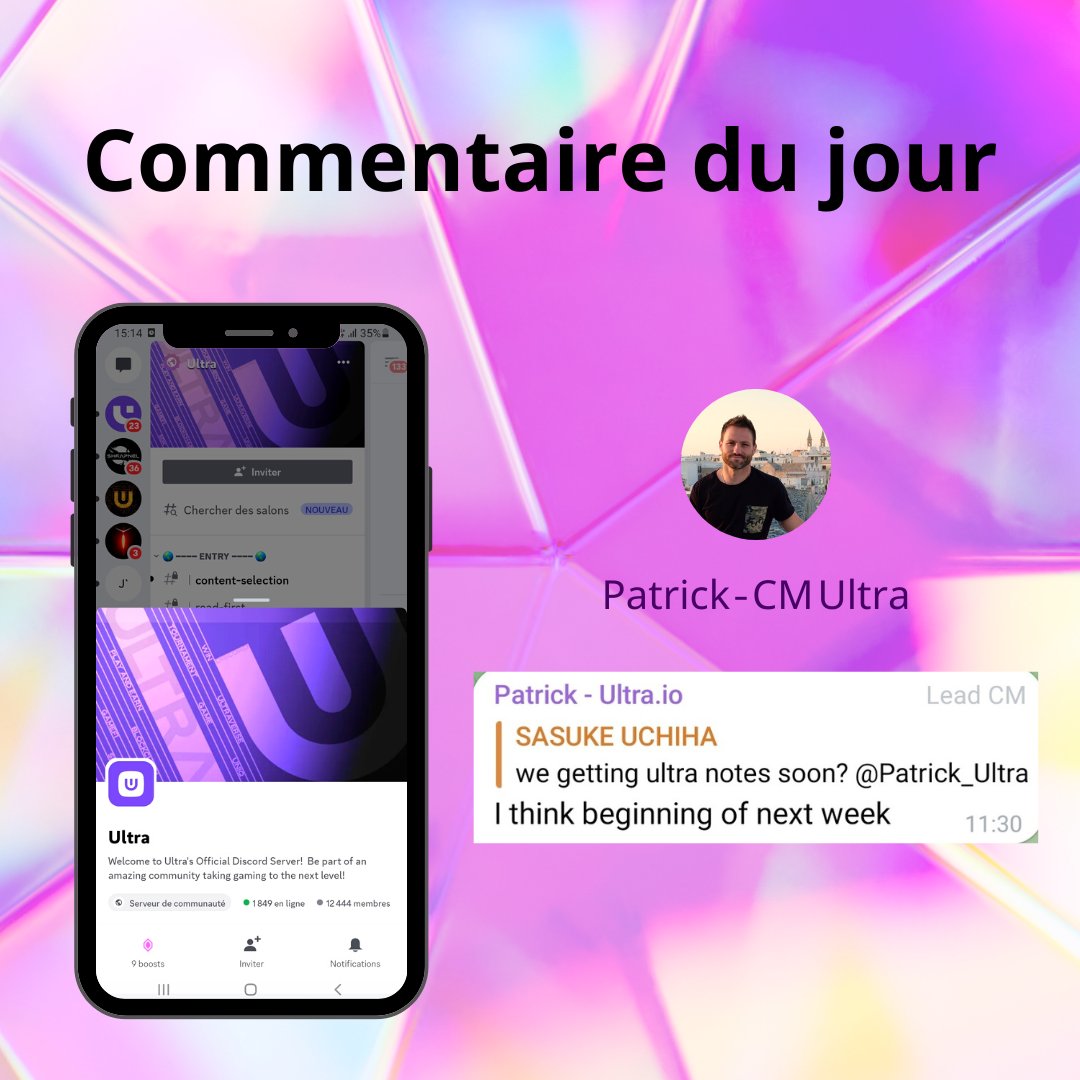 [1/3] Très heureux de vous présenter mon nouveau projet : Ultra Daily Récap 💜 Envoyez-moi de l'amour en vous abonnant et en retweetant en masse cette publication 😍 50 $UOS à gagner dans les RT 🤑🔥 @ultra_io #GameOnUltra