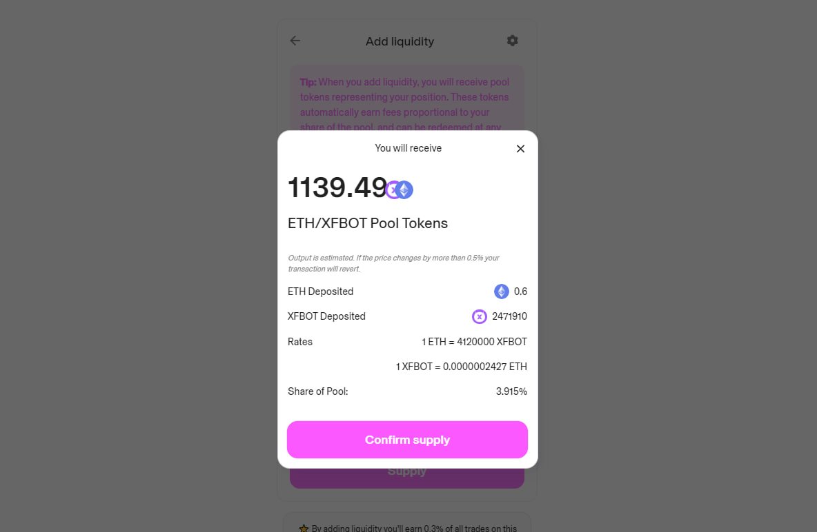 xfbotfoundation's tweet photo. $XFBOT Foundation just add 0.6 ($1.410) on liquidity today! 🔥 

This is just the beginning; we will add more liquidity as our products generate more income. We are 100% committed to success and in the final stage of development.

#XFBOTFoundation https://t.co/pKO9KWVdjF