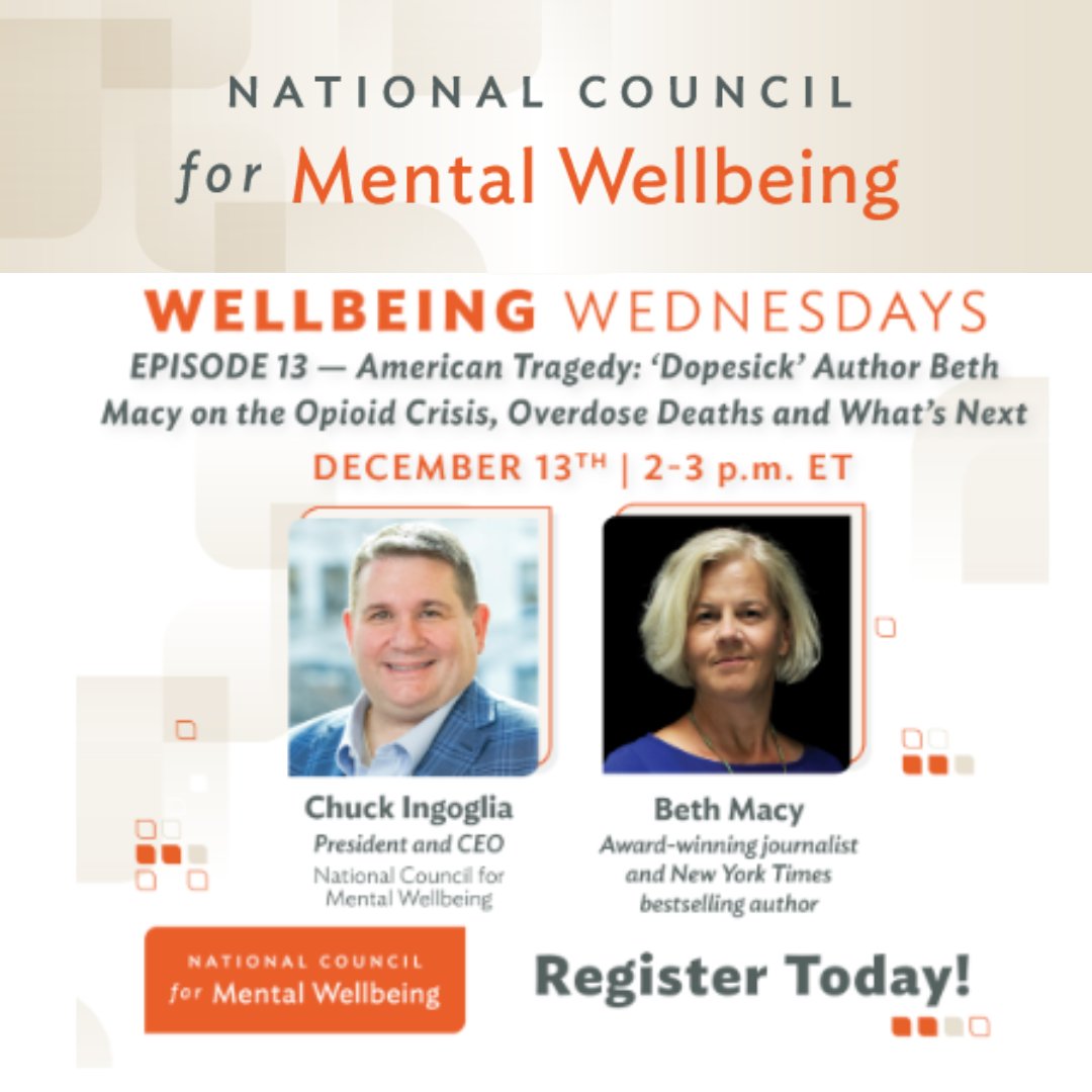 Join @NationalCouncil on Dec. 13, at 2pm ET for their webinar series featuring Beth Macy, award-winning journalist and NY Times bestselling author of 'Dopesick,' to discuss how the opioid crisis reached critical mass and what to do next. Register at: rb.gy/uuub7z