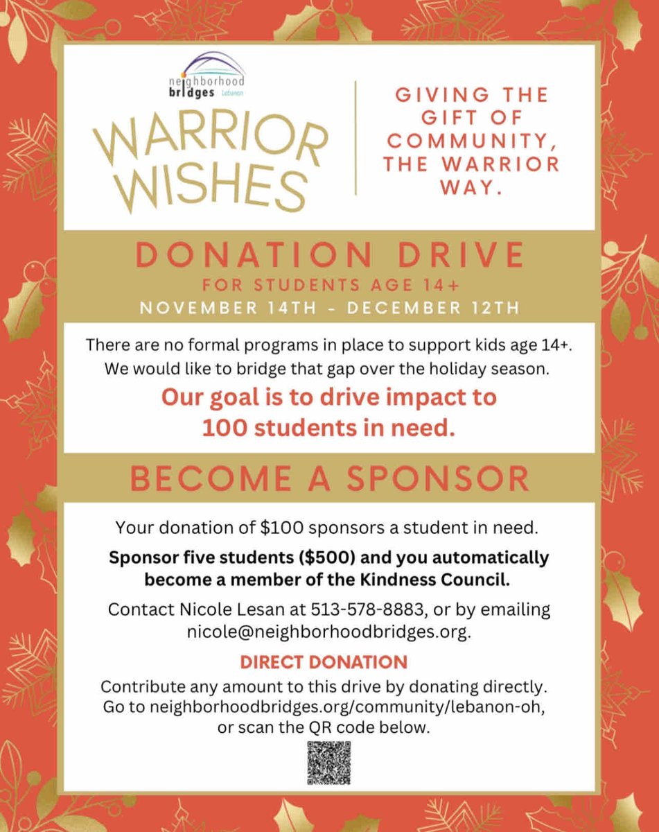 LebanonChamber (@lebanonchamber) on Twitter photo Itβs not too late to get involved in the Neighborhood Bridges donation drive!
To participate, contact nicole@neighborhoodbridges.org before December 12th! Help bring kindness to students age 14+ this Christmas!πβ€οΈ Itβs not too late to get involved in the Neighborhood Bridges donation drive!
To participate, contact nicole@neighborhoodbridges.org before December 12th! Help bring kindness to students age 14+ this Christmas!πβ€οΈ