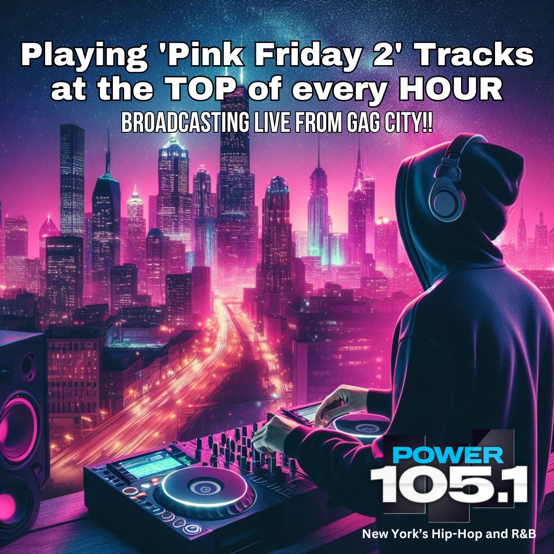 Power1051's tweet photo. π RN we're playing a #PINKFRIDAY2 πΏ track live on the RADIO π» #Power1051PinkFriday @NICKIMINAJ #GAGCITY
#Barbz which songs should we play π»? +show support for you QUEEN right here ππ½: https://t.co/T6vJFRffSC cc. @DJCLUE https://t.co/Eb4kJMl553