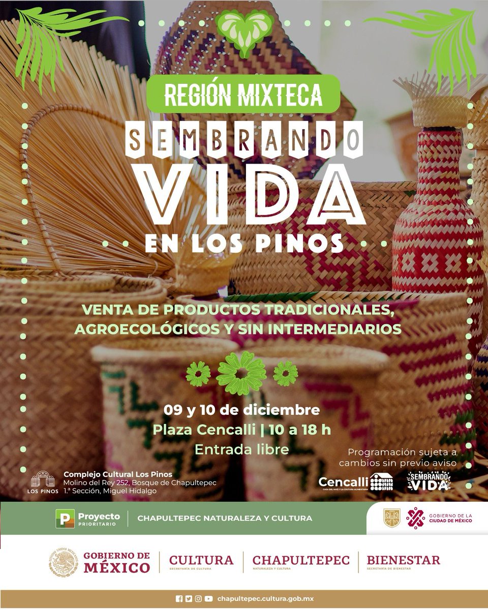 cultura_mx's tweet photo. La región mixteca llega al @CC_LosPinos gracias a #SembrandoVida.

Ven al mercado #ElSolar y compra sin intermediarios productos tradicionales y agroecológicos.

¡Te esperamos este fin de semana en la residencia oficial del pueblo de México! https://t.co/GbwLUjuuSn