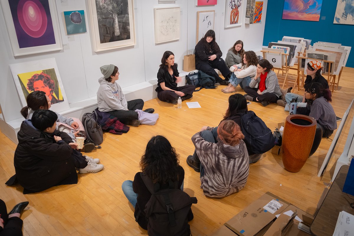 It's the first day of the SMFA Art Sale! Leading up to this year's sale Tufts Career Center hosted a workshop for students with alums Paul Kotakis, Daniella Rivera, and Jamal Thorne who shared tips on networking and how to talk about your work. Images by Jake Ren, BA ‘27.