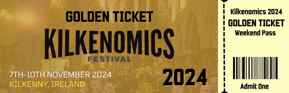 Golden Tickets Available for Kilkenomics Now! Get in quick before the shoes sell out and reserve your spot at the worlds only economics and comedy festival in humble Kilkenny! kilkenomics.ticketsolve.com/ticketbooth/sh…