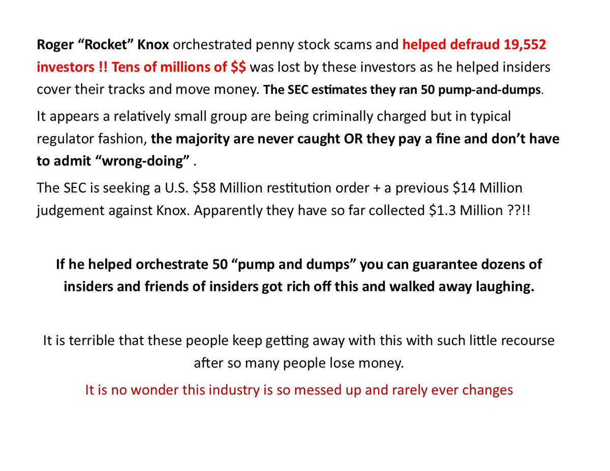 ddeadlock's tweet photo. On my #MicroCap website I track anyone charged or investigated by regulators. From 2012 to date I have 734 people and add to it weekly. https://t.co/WwugFnklLK . The huge majority of people who exploit investors, just walk away. #CSE #TSXV #OTCMarkets #PinkSheets #PennyStocks https://t.co/ZKikjUXaCE