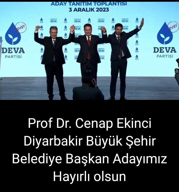 Diyarbakırımıza hayırlı olsun kıymetli hocamada başarılar diler ergani teşkilatı olarak yanındayız <a href="/alibabacan/">Ali Babacan</a> <a href="/CenapDoc/">Prof.Dr.Cenap Ekinci</a> <a href="/IhsanMerdanoglu/">Ali İhsan Merdanoğlu</a> <a href="/remzikaymakk/">Remzi Kaymak</a>