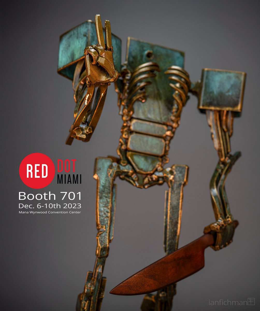 Stop by <a href="/reddotmiamiart/">Red Dot Miami</a> all weekend to see my newest work in booth 701 with <a href="/ADCFineArtCincy/">ADC Fine Art</a>
•
This is “F*ck Around and Find Out” codename: TOUGHGUY (patinated brass-plated steel and wood, 23in tall, 40 lbs) Photography by <a href="/ianfichman/">Ian Fichman</a> 
•
#artbaselmiami #miamiartweek