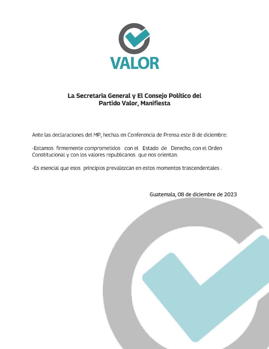 CanalAntigua's tweet photo. El Partido Valor divulga comunicado por la conferencia del MP de este viernes.
#PartidoValor #Comunicado #MP https://t.co/fNkusfeTh9
