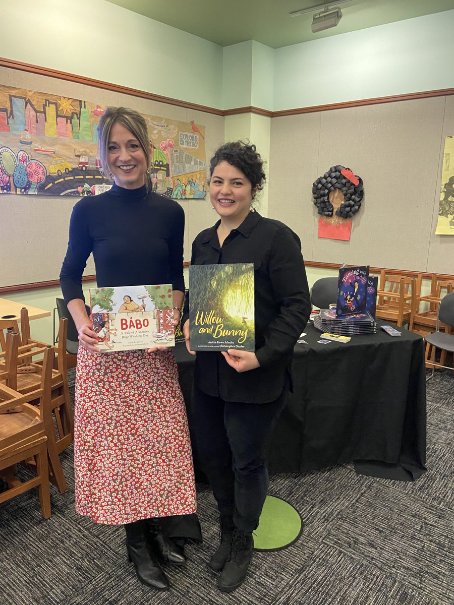 What a JOY to meet you, @astridkamalyan! ❤️ I adore Bábo: A Tale of Armenian Rug-Washing Day - a favorite of 2023! Thank you, Logan Square branch of @chipublib, for having us today. Loved sharing WILLOW AND BUNNY, w/ your readers! @AnaitSart @charlesbridge @cadenise @KelseySkea