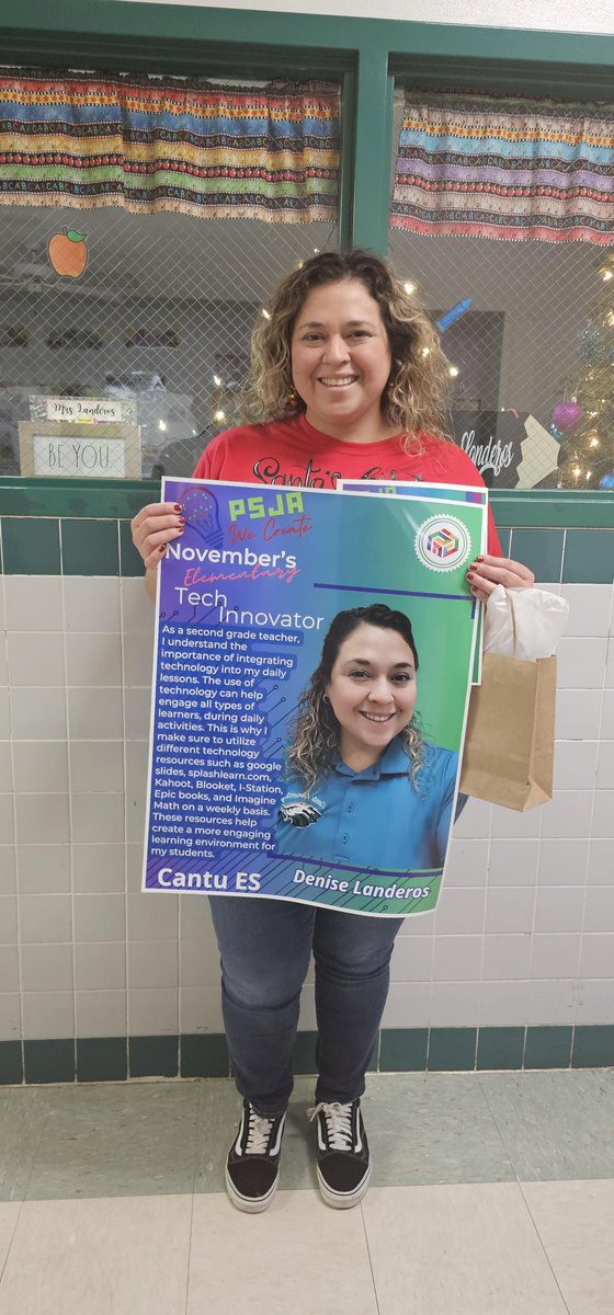 Congratulations to our November #techinnovator @PSJAISD Mrs. Denise Landeros from Arnoldo Cantu ES. Thank you for being a passionate advocate for tech integration to improve learning. #EdTech #Education #Innovation #Spotlight #PSJATech