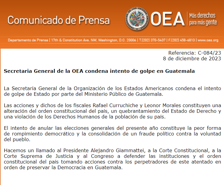 Secretaria General de la OEA condena intento de golpe en Guatemala
oas.org/es/centro_noti…