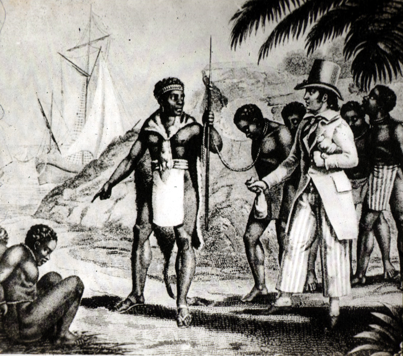 Pauline98476699's tweet photo. This undated picture of African merchants selling slaves to Europeans proves nothing has changed. Nothing. A Nigerian Prince (David Oyelowo) sells Black American CULTURE (instead of slaves) to white people (Paramount+). Old partners are back together. Black Americans are the ones who get screwed (#ADOS filmmakers/writers)🤔