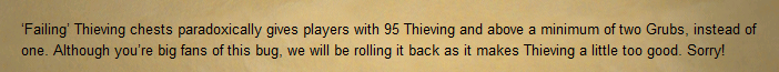 No one wants to be locked in thieving jail for long periods of time + as of now it hella rewards you for being 95 thieving. Please don't patch it :(