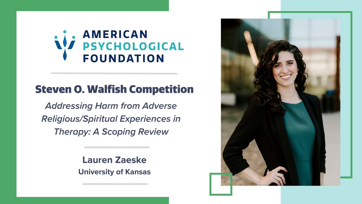 AmPsychFdn's tweet photo. Congrats to @ZaeskeLauren of @UnivOfKansas, recipient of the 2023 APF Steven O. Walfish Competition grant! 

https://t.co/m2Yx9Dt2OL https://t.co/GEcR8QFnR5