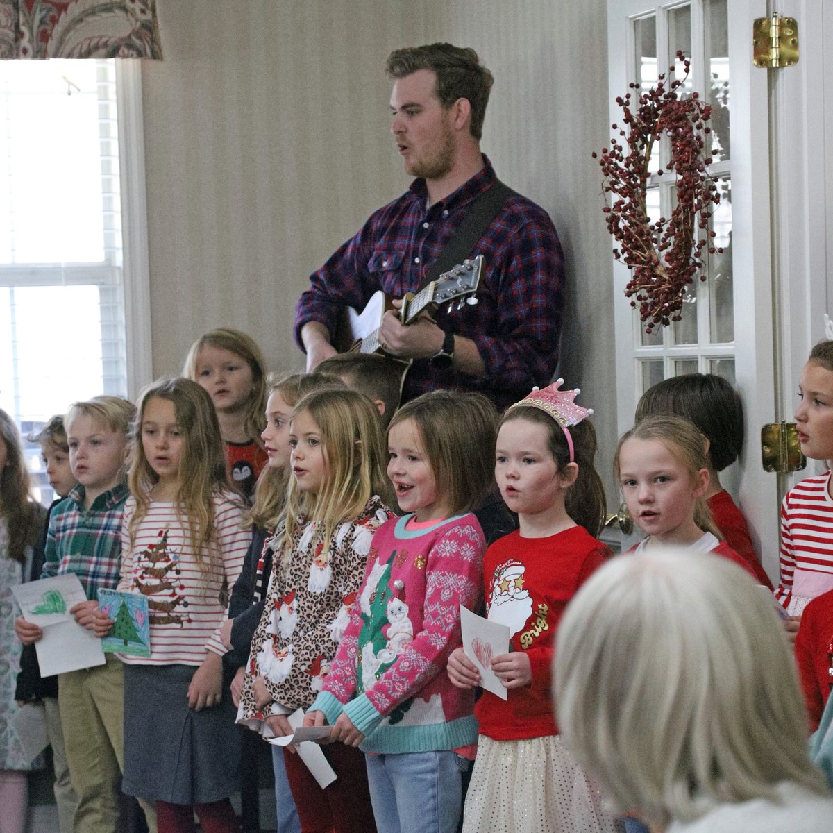 FPD's 1st graders shared some Christmas joy with the residents of Oaks-Peake today. They sang Christmas carols and handed out Christmas cards they made. #VikingNation #ROOTED