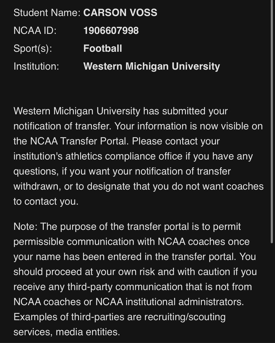 Thank you WMU!!

I’ve decided to enter the transfer portal with 2 years of eligibility left.

Film:
youtu.be/6dDVXdaIjKg?si…