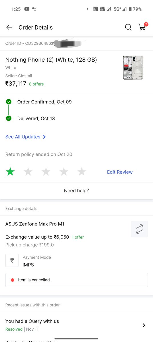 Milan98745883's tweet photo. @Flipkart exchange bonus scam 🚨🚨 bought Nothing phn 2 by opting for old phn exchange which included 4k additional exchange bonus, they cancelled my exchange saying they had logistics issue and to opt for sellback option. Tried sell back 3X, all got cancelled. @flipkartsupport https://t.co/h3i0lfpBcP