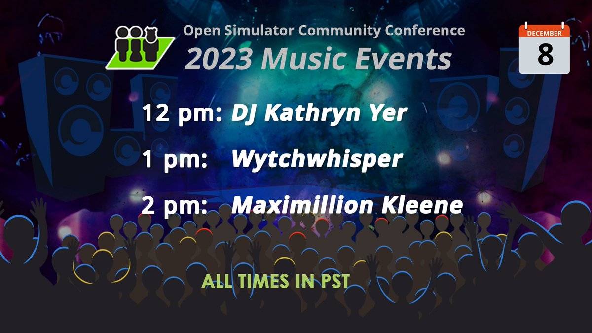 avaconinc's tweet photo. #OSCC23 is kicking off with Music at Noon PST today!
Starting with DJ Kathryn Yer. Kat brings her love of music and Irish charm to virtual worlds.
Visit from the hypergrid: https://t.co/z60mekfQuF
Location: OSCC Music Stage
Or register & support OSCC: https://t.co/bxCBG4owz0 https://t.co/t9wswk7BHL