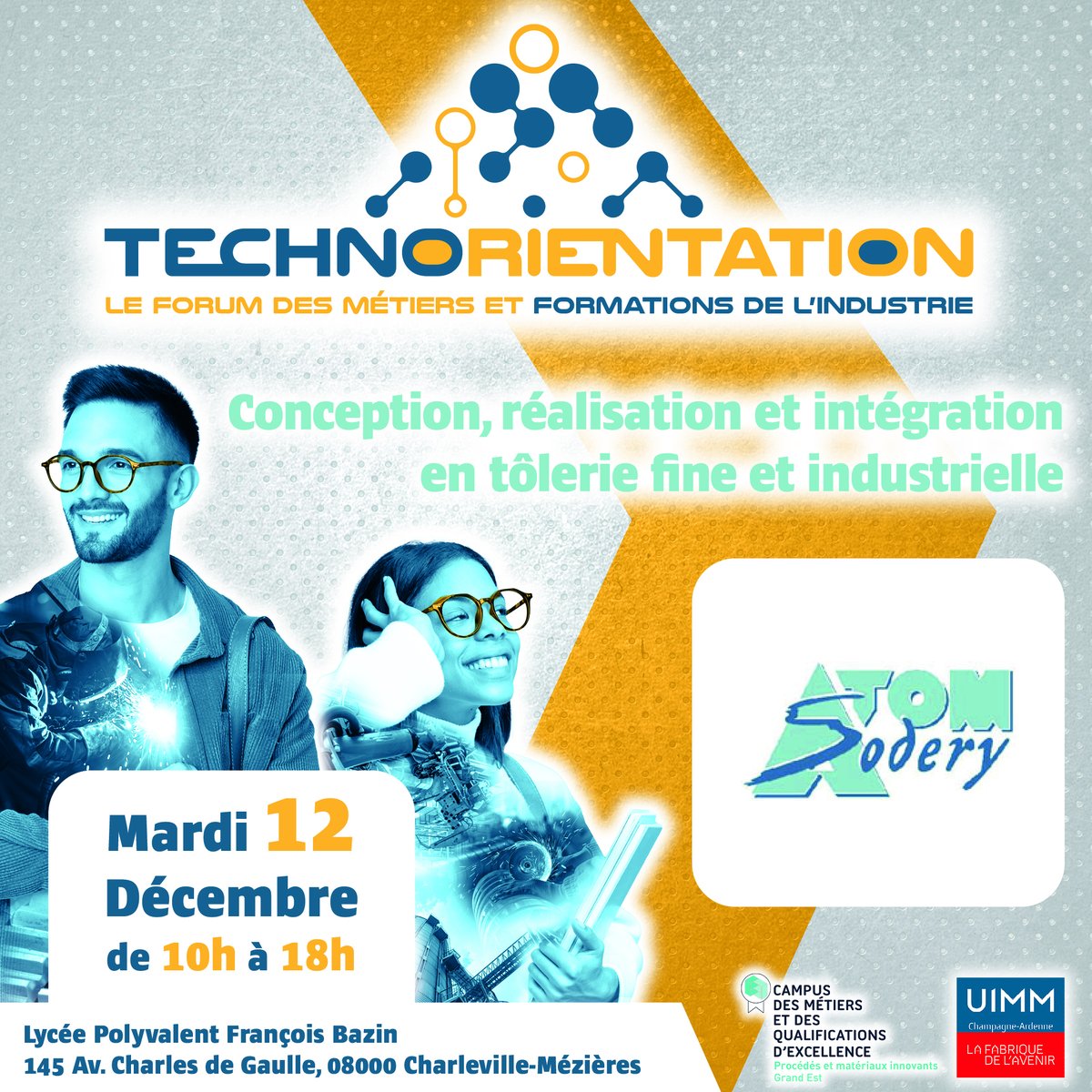 cmqpmica's tweet photo. Atom Sodery - Conception, réalisation et intégration en tôlerie fine et industrielle
Spécialistes de la sous-traitance.
Prépare-toi à débarquer dans un monde d'innovation où chaque pli, chaque soudure est un art.
Rendez-vous au Forum #Technorientation⬇️ https://t.co/BK5gTYnJej