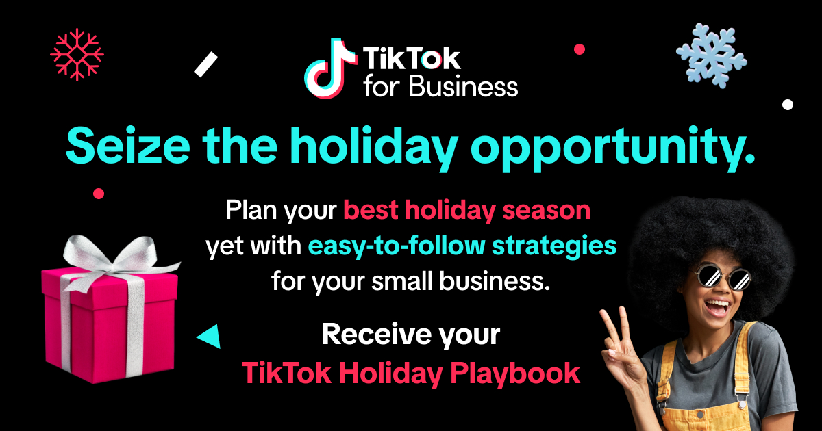 SMALL BUSINESS PLAYBOOK ALERT: Holiday insights on how to tap into and leverage TikTok's tools and e-commerce solutions to drive engagement and sales are here! bit.ly/3RkaQli 🎅
