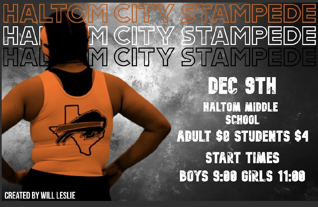 HaltomWrestling's tweet photo. Make sure to come support Haltom HA wrestling tomorrow at the Haltom City Stampede! Wrestling kicks off at 9:00 am. 5501 Hutchison Way, Haltom City TX. @HHSBuffNation @athleticsbisd @Coach_JWTucker #haltomfamily https://t.co/4bgytW85Rq