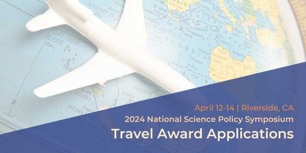 It's #FundingFriday! We are now accepting applications for travel awards to support your attendance at the National #SciPolSymposium, happening April 12-14 in Riverside, CA.

Apply for a travel award: ow.ly/yo1I50Qgoc2
Register for the symposium: ow.ly/UAce50Qgoc4