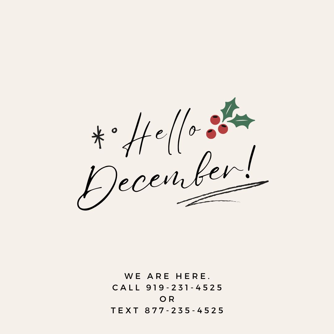 HopeLineNC's tweet image. Hello, December!

We are here for you. Please call 919-231-4525 or text 877-235-4525 to talk with an Advocate today. 💙