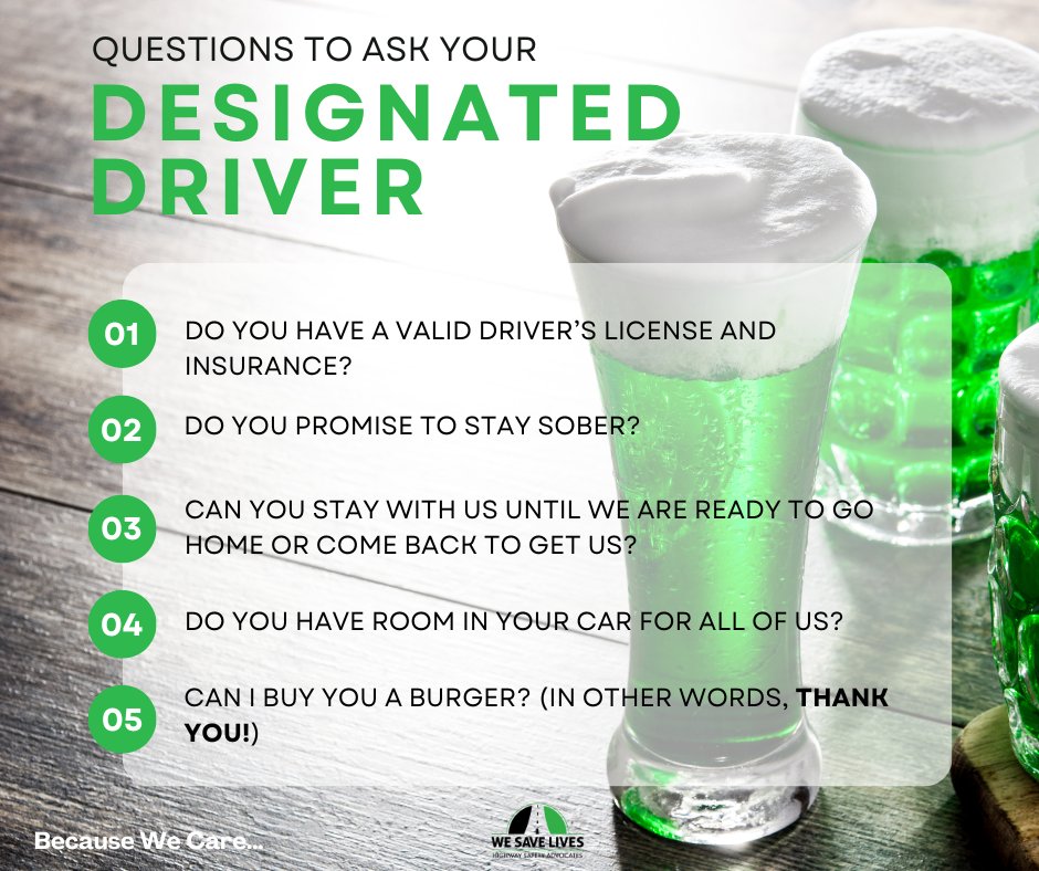 wesavelivesorg's tweet photo. #Impaireddrivingmonth If you are going out and using a designated a driver, here are a few questions you should ask before you go. #planahead #staysafe #drivesober or don't drive at all. #crashprevention
Because we care . . . https://t.co/337NYNgQ1L