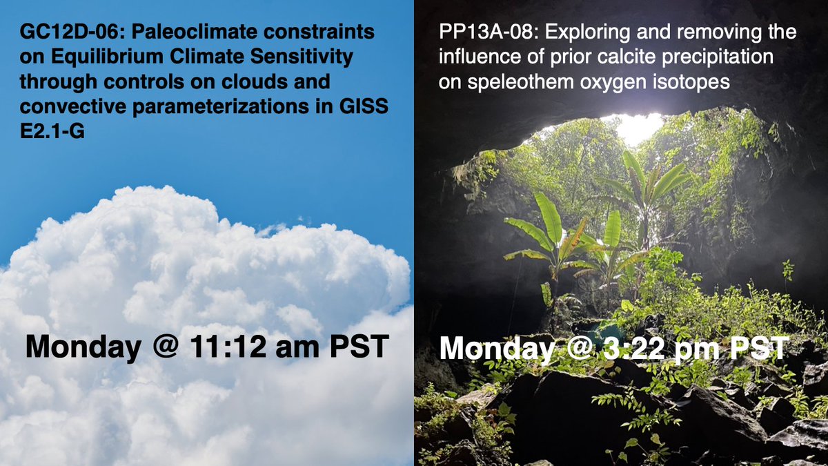 Attending #AGU23? Come check out either (or both!) of my talks on Monday.

@cavesandclimate @mickgriff02 @AnnabelWlf @dmcgee314 @leafwax