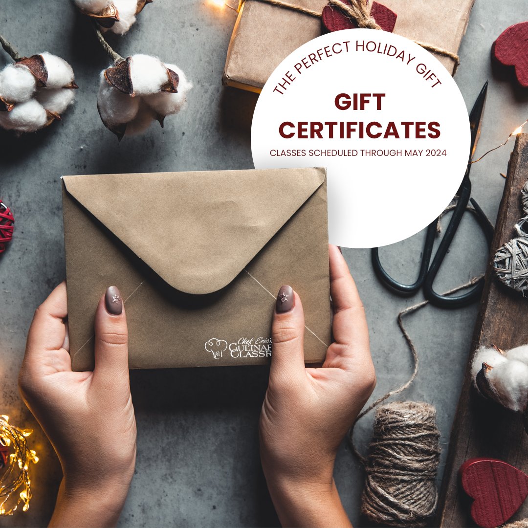 Gift the joy of cooking with Culinary Classroom’s Gift Certificate – the perfect present for the holidays! 🎁🍳 #CookingGift #HolidayJoy

#CookingGifts #ChefEricsGiftCertificates #GourmetSurprises #CulinaryAdventure