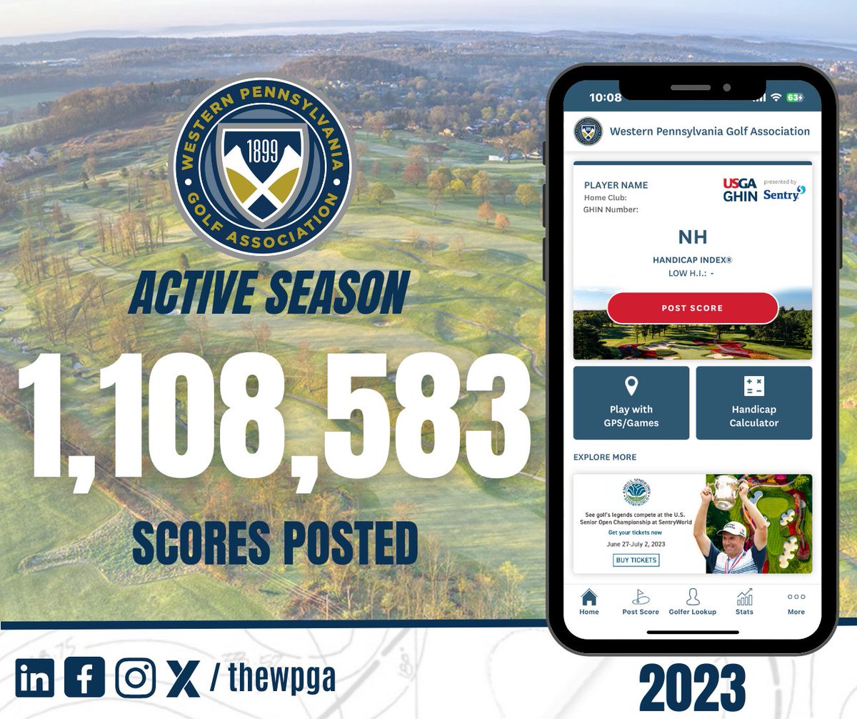 What a year for golf in Western Pennsylvania 🙌

1,108,583 scores were posted during the active season by WPGA members 🤯 The countdown to 2024 is on 🗓️✔️

#theWPGA #ByTheNumbers #LetsTalkData