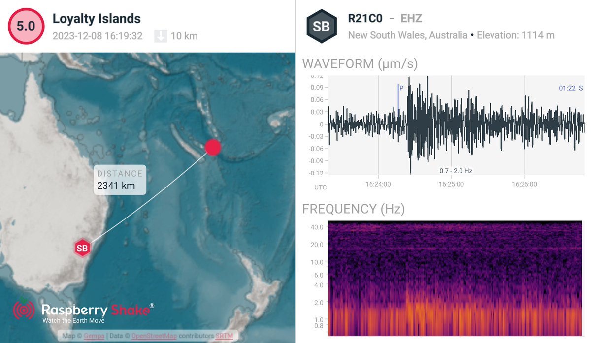 #Earthquake recorded on the #RaspberryShake #CitizenScience seismic network. See what's shaking near you with the @raspishake #ShakeNet mobile app