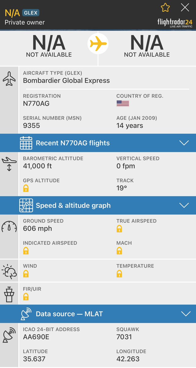 ClarkKe49569692's tweet photo. USAF #BLKWLF16 E-11A #BACN returning to the #CENTCOM AOR after a maintenance visit stateside.
USAF E-11A #BACN No Call Sign currently operating along the #Iraq / #Syria border too.
#AE4D27 - 11-9001
#AA690E - N770AG https://t.co/pecVuV3oCG