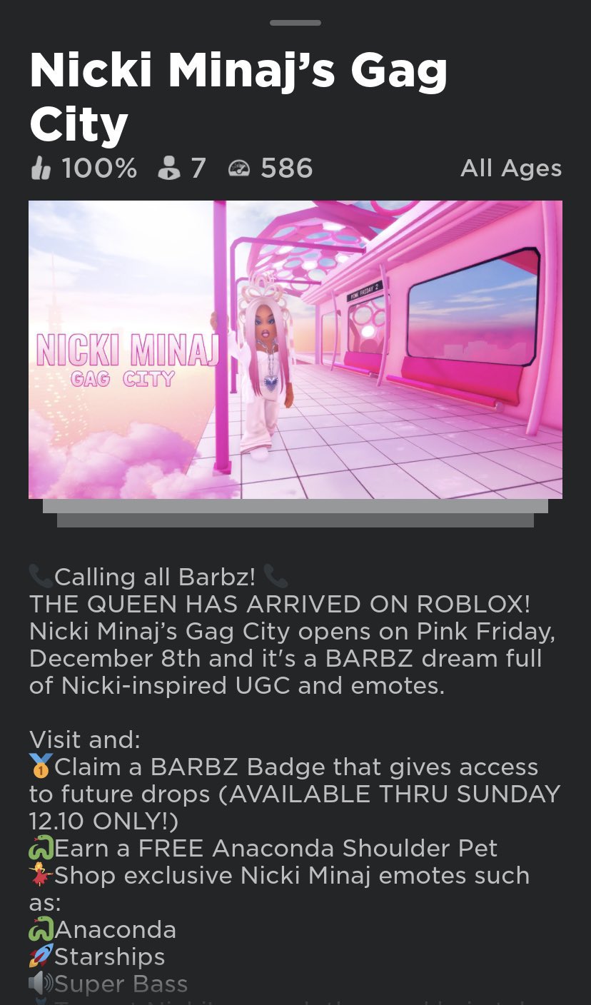 reddi41 on X: An Upcoming Nicki Minaj Event is coming to Roblox