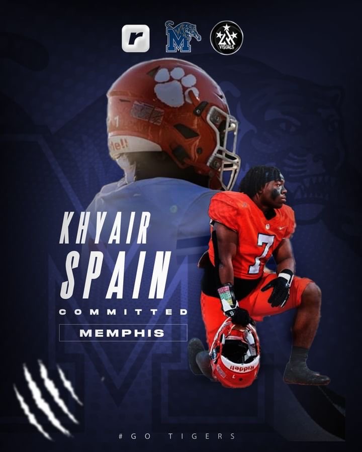 khyairspain (@kspain_7) on Twitter photo #AGTG I am blessed to say that I will be committing to The University of Memphis! I would like to thank my family, coaches, and the coaches at Memphis for making this a possibility. 1000% committed! #GoTigers <a href="/ParkviewFB/">Parkview Football</a> <a href="/Coachtwyman/">Roderick Twyman</a>
<a href="/CoachDawkins1/">Sean Dawkins</a> <a href="/RSilverfield/">Ryan Silverfield</a> <a href="/MemphisFB/">Memphis Football</a> #AGTG I am blessed to say that I will be committing to The University of Memphis! I would like to thank my family, coaches, and the coaches at Memphis for making this a possibility. 1000% committed! #GoTigers <a href="/ParkviewFB/">Parkview Football</a> <a href="/Coachtwyman/">Roderick Twyman</a>
<a href="/CoachDawkins1/">Sean Dawkins</a> <a href="/RSilverfield/">Ryan Silverfield</a> <a href="/MemphisFB/">Memphis Football</a>