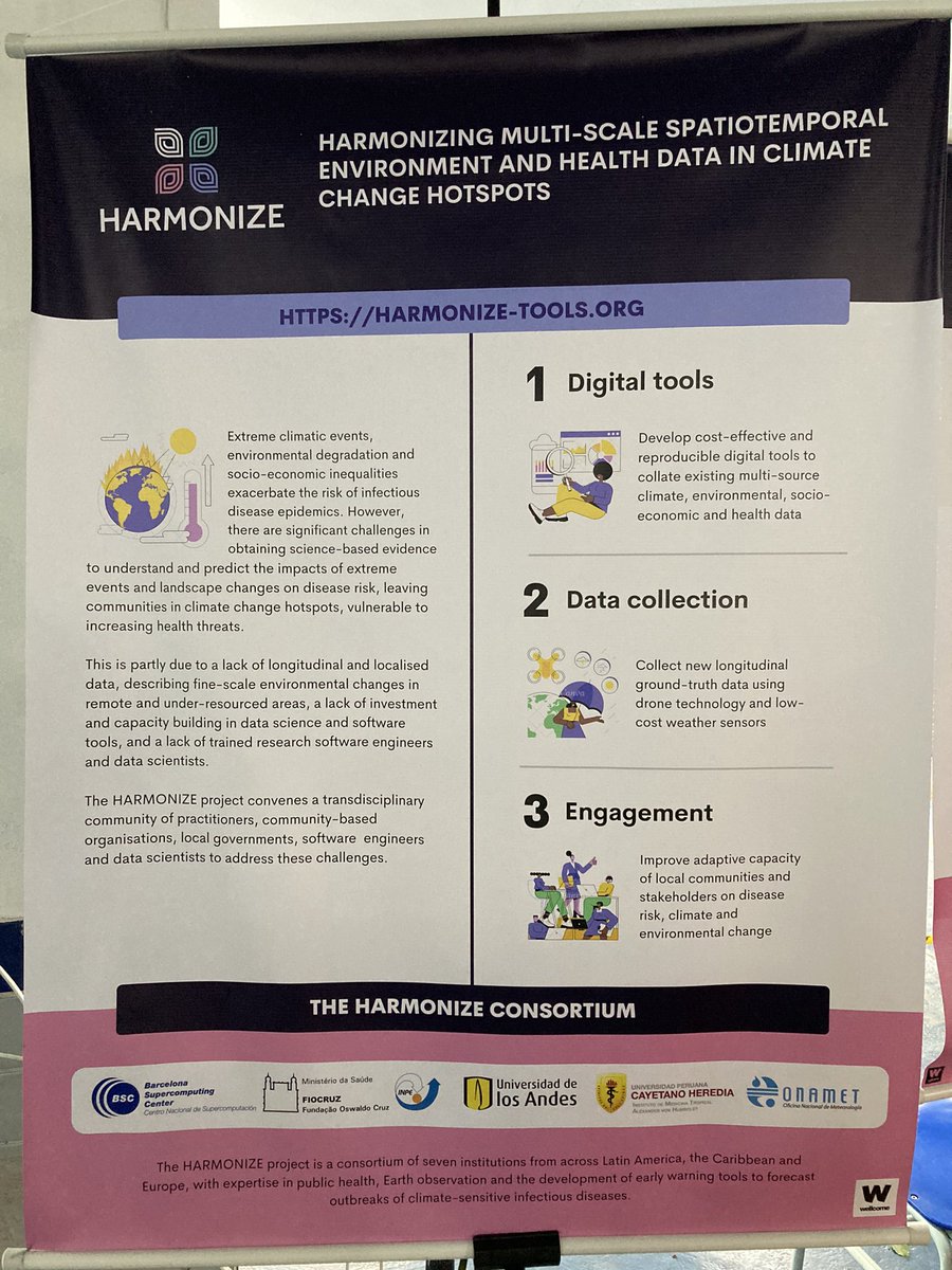 #harmonize project members spreading the word about digital tools for #health and #climate data, community engagement and fieldwork in Brazil, Colombia, Peru, and the Dominican Republic at the E-Vigilancia conference #evigilancia2023 @wellcometrust