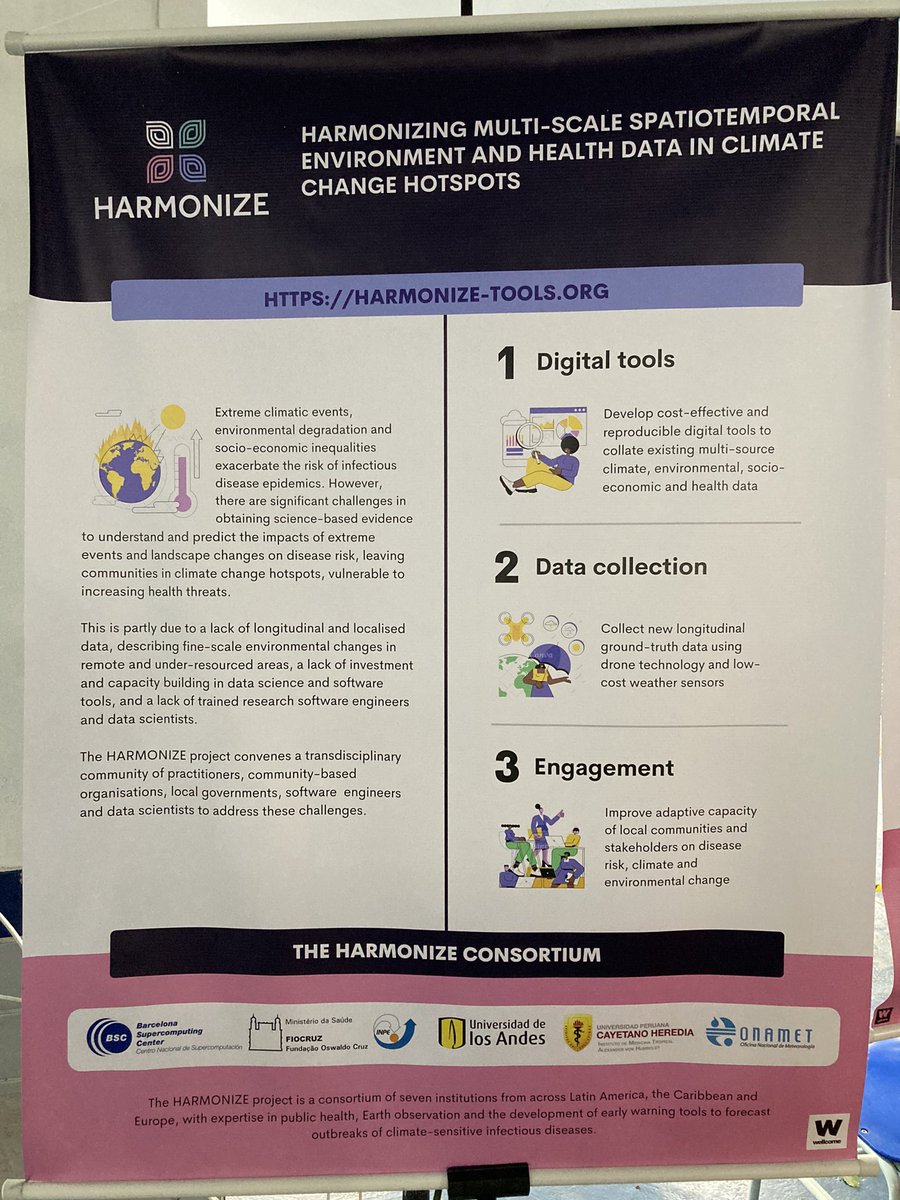 #harmonize project members spreading the word about digital tools for #health and #climate data, community engagement and fieldwork in Brazil, Colombia, Peru, and the Dominican Republic at the E-Vigilancia conference #evigilancia2023 <a href="/wellcometrust/">Wellcome</a>